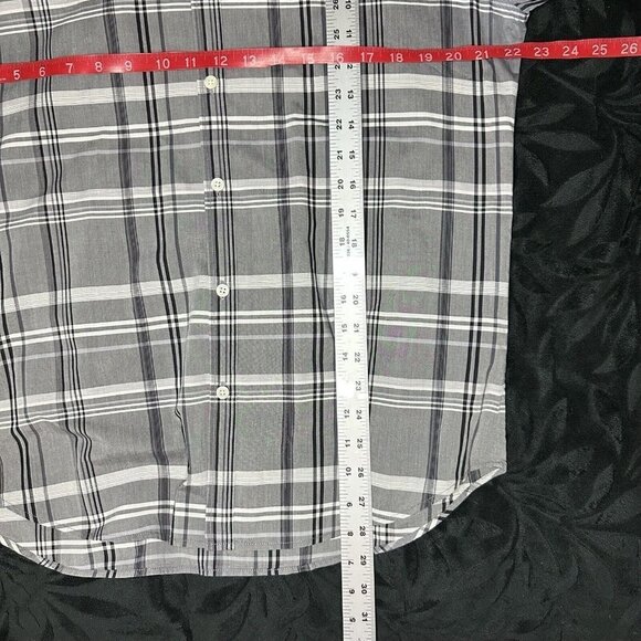 Theory Shirt Mens Large Black Gray Button Up Zack PS Long Sleeve Casual Cotton - Picture 8 of 8